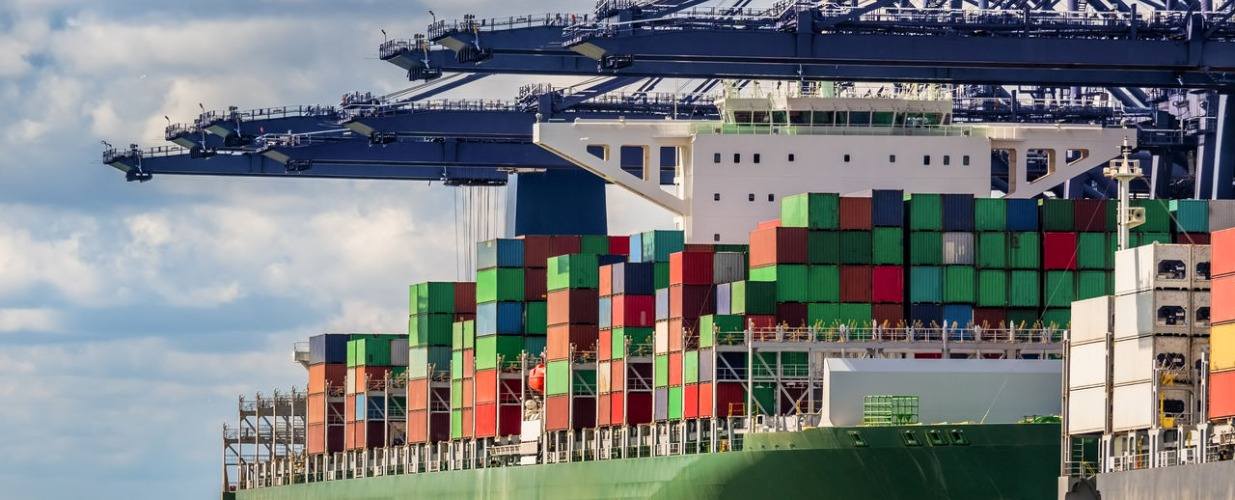 Shipping containers on cargo ship