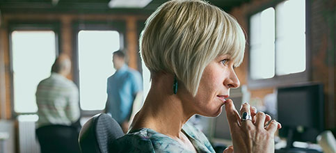 image of lady thinking