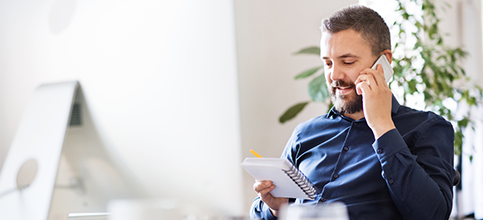 man working from home
